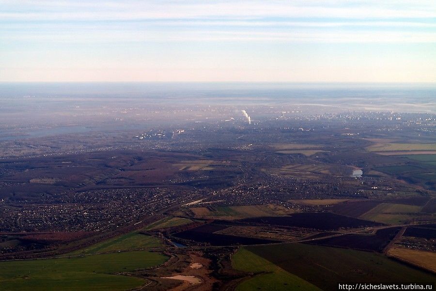 Чуден Днепр с высоты перелета Киев-Днепропетровск Днепр, Украина