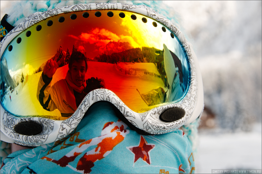Классический сноубордерский самострел в маску, фотографирую не я :) Валь-Гардена, Италия