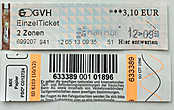 Билеты на трамвай из Ганновера до аэропорта. Их нужно прокомпостировать в специальном автомате, который стоит рядом с автоматов, который продает билеты.