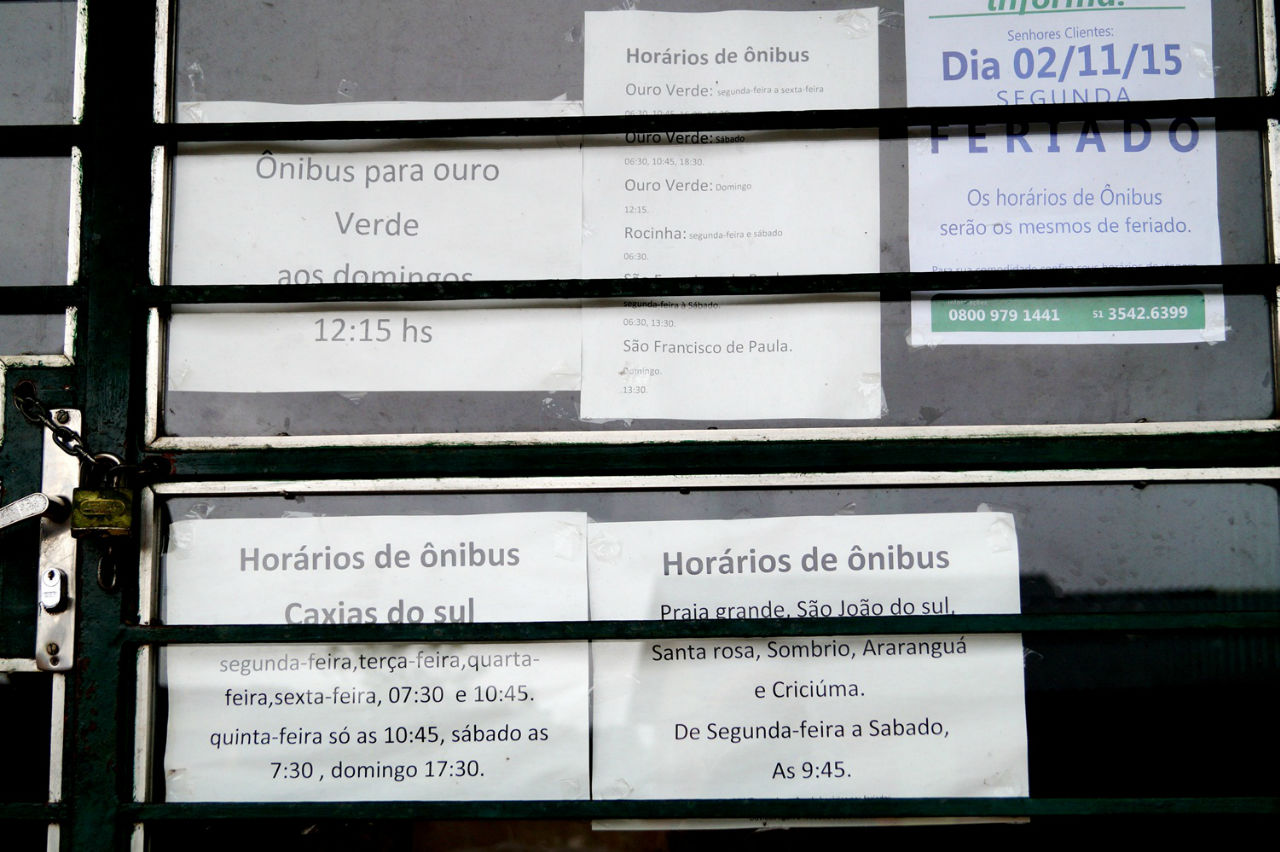 Расписание междугородних автобусов на начало ноября 2015-го Камбара-ду-Сул, Бразилия