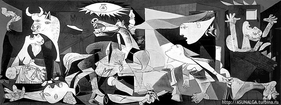 В 1940 году через некоторое время после вступления германских войск в Париж к Пабло Пикассо пришли из гестапо. На столе художника находились открытки с репродукцией Герники. «Это вы сделали?» — задали мастеру риторический вопрос о картине. «Нет, — ответил он, — это сделали вы. Можете взять себе на память». Герника-и-Луно, Испания