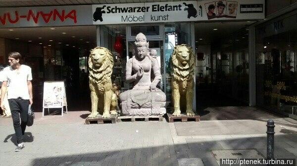 Прямо рядом с отелем был видимо антикварный магазинчик, на ночь львов убирали) Кёльн, Германия