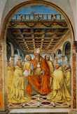 Конфирмация Ордена оливетов епископом Ареццо, 1503-1504гг., Содома. Фреска трапезной монастыря Св. Анны в Кампрене.