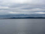 Онежское Озеро. Петрозаводск находится у залива, потому видно тот берег.