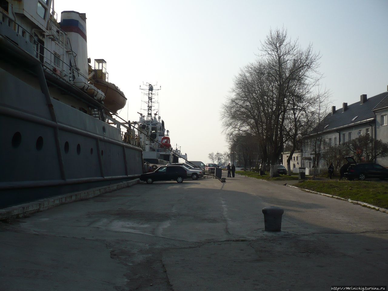 Белоснежные лебеди на фоне боевых кораблей Балтийск, Россия