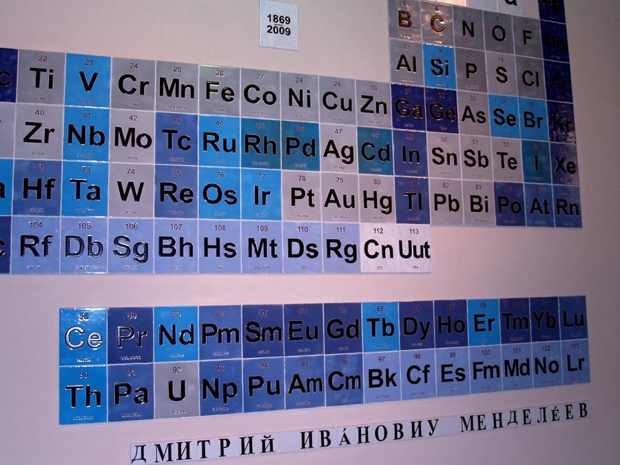 Таблица Менделеева в корридоре исторического здания Национального Университета Кордовы