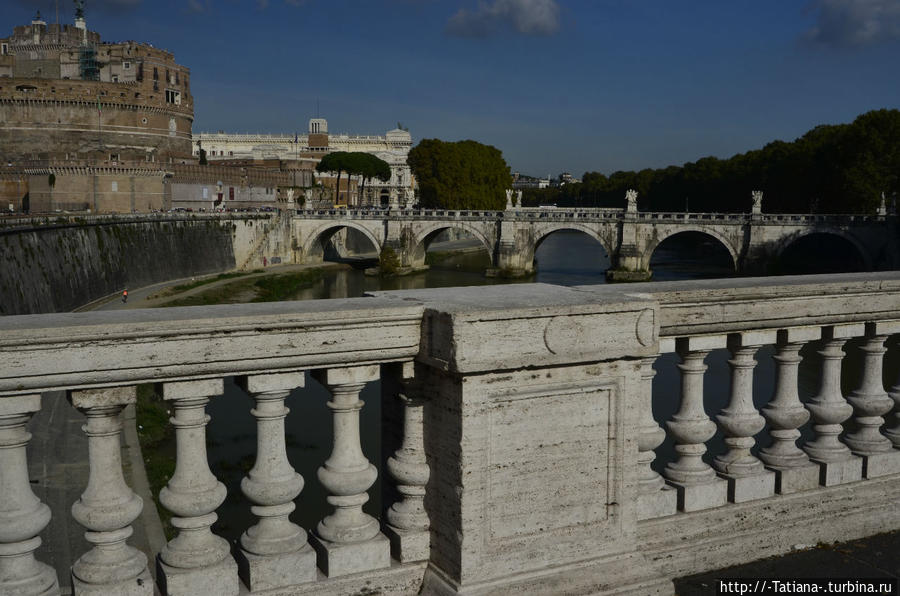 Мост святого Ангела с моста Витторио Эмануэле Рим, Италия