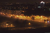 Вид на вечерний Минск с обзорной площадки Национальной библиотеки