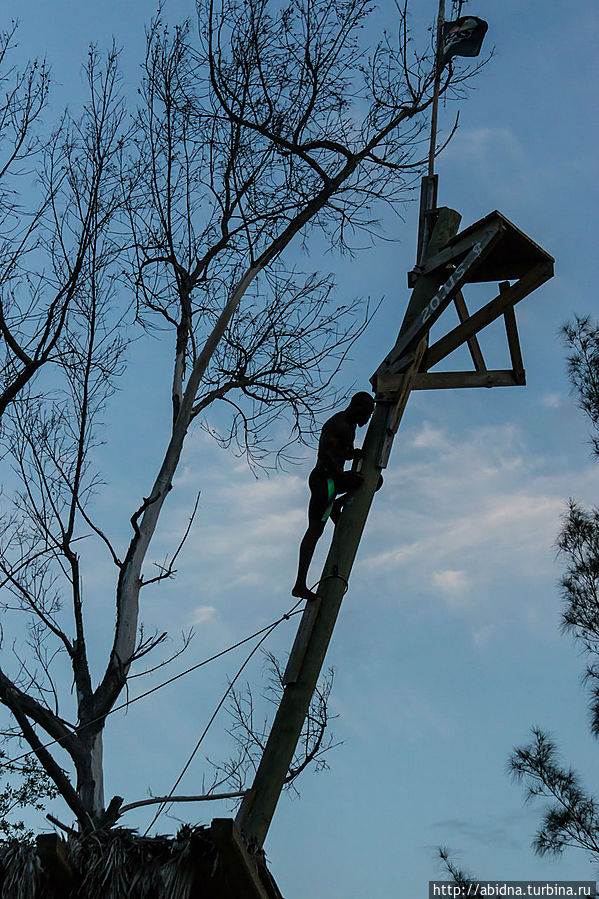 Прыгун демонстрирует шоу перед прыжком в воду Прыгун демонстрирует шоу перед прыжком в воду