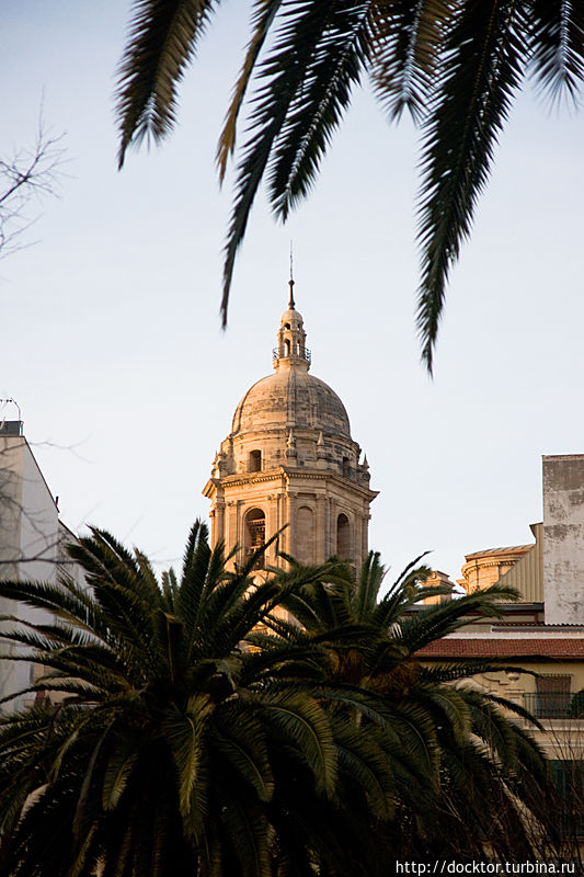 Купол собора возвышается над центром Малаги Малага, Испания
