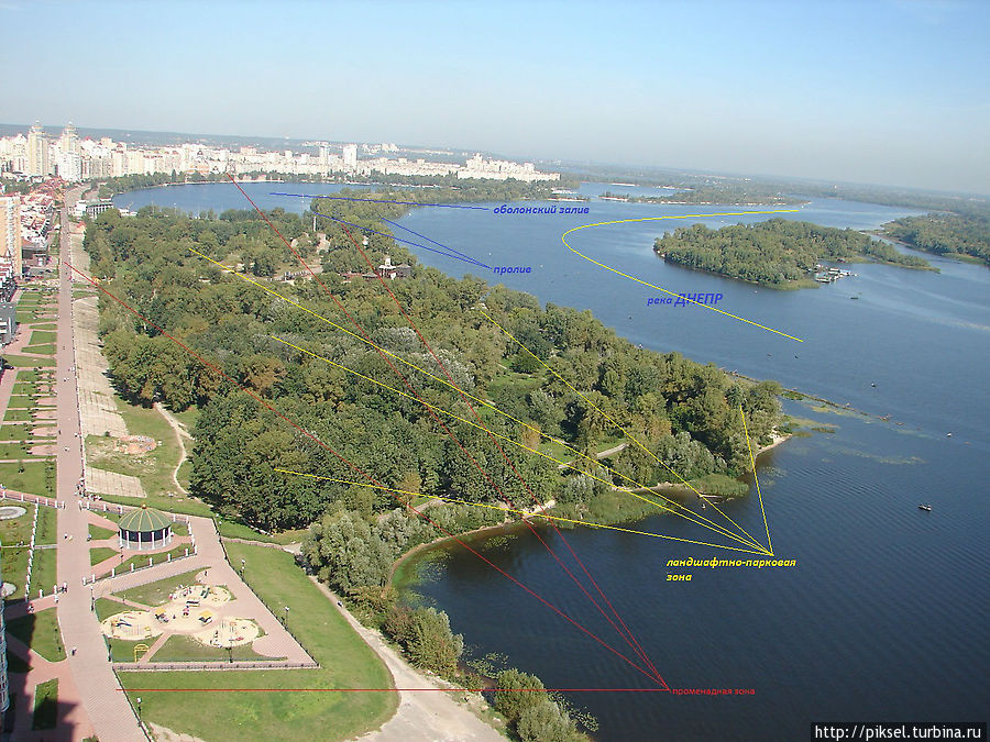 Основные зоны Набережной Киев, Украина