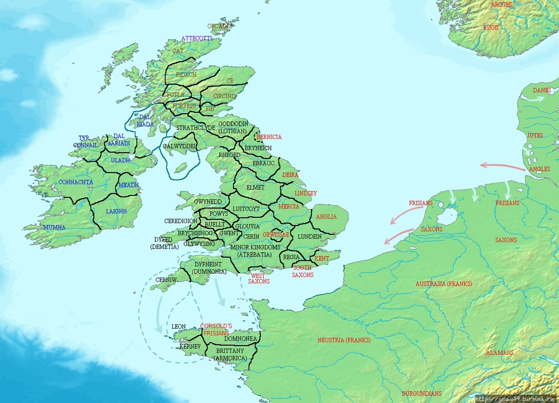 Карта 500 года с Британией и Бретанью (Из Интернета) Кёльн, Германия