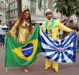 На набережной возле оперного театра по числу желающих сфотографироваться с ними, бразильцы были вне конкуренции