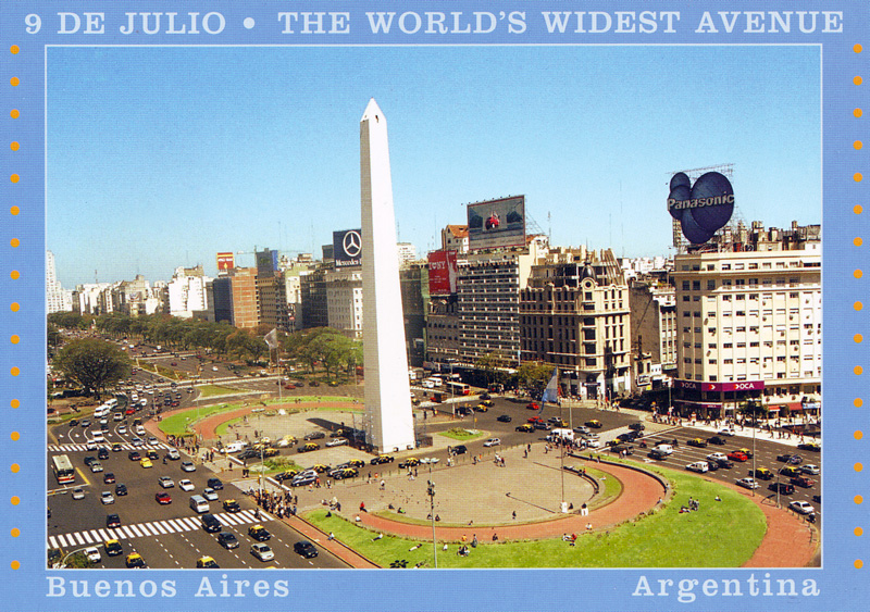 Обелиск на открытке Буэнос-Айрес, Аргентина
