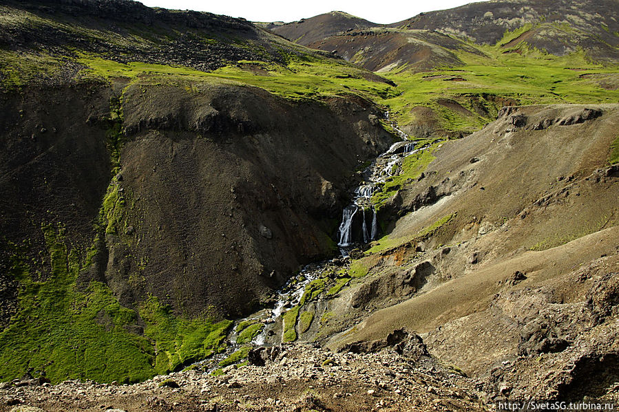 Геотермальная долина.  Окончание. Водопад и гудящая дырка Южная Исландия, Исландия