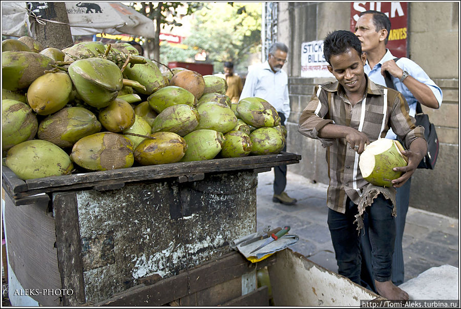 Кокосовая вода в жаркий день — что может быть лучше. Индийцы, кстати, не любят напитки в бутылках, которые предпочитают европейцы. Они считают их вредными...

Продолжение в части 11
* Мумбаи, Индия