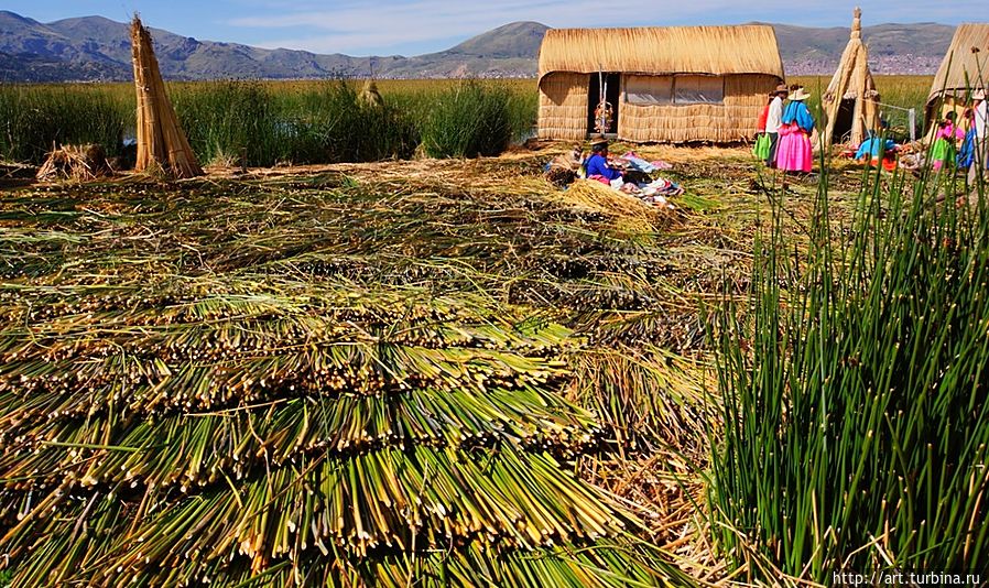 Осрова Урос реально сделаны из многочисленных настилов тростника. Осрова Урос реально сделаны из многочисленных настилов тростника.
