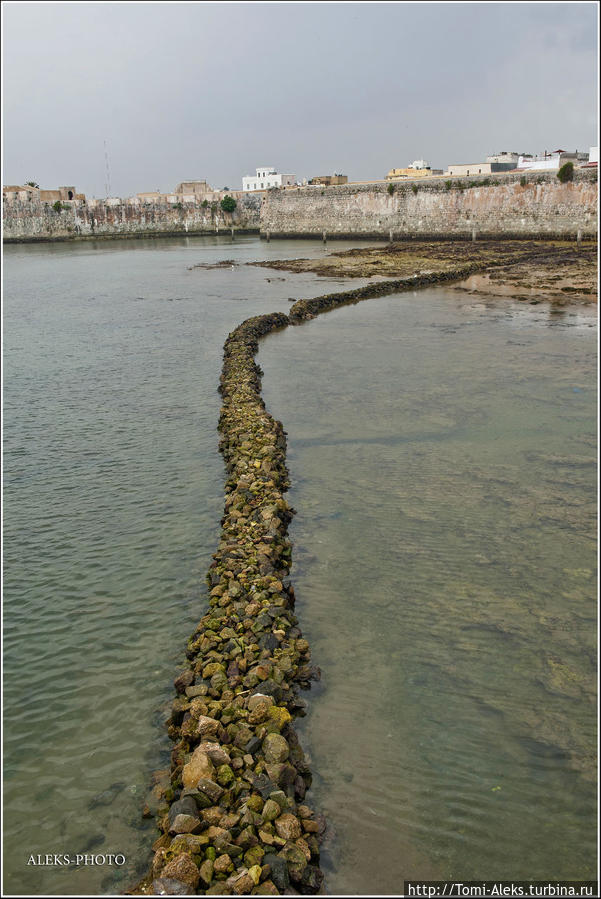 А эта секретная тропинка, выложенная из камней, обнажается лишь во время отлива... Эль-Джадида, Марокко