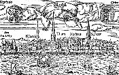 Старейшее изображение Риги из Космографии Себастьяна Мюнстера (1548 г.).
Источник http://peterbaznica.riga.lv/ru/istorija/