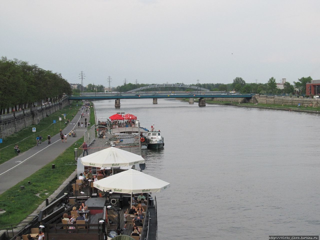 Течение реки Вислы в Кракове Польша