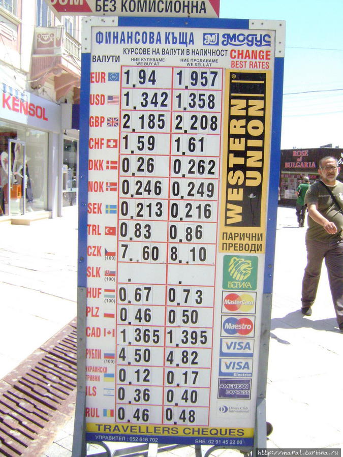 Курс покупки и продажи валюты в Варне Золотые Пески, Болгария