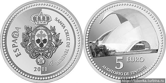 Испанские Монеты с Символом города Санта Крус. Санта-Крус-де-Тенерифе, остров Тенерифе, Испания