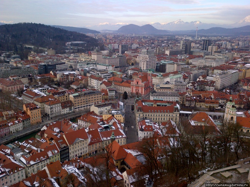 Вид на Любляну со смотровой башни Словения