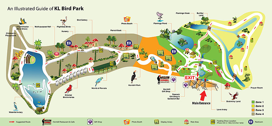 Схема с сайта KL Bird Park для наглядного представления масштабов этого парка. Куала-Лумпур, Малайзия