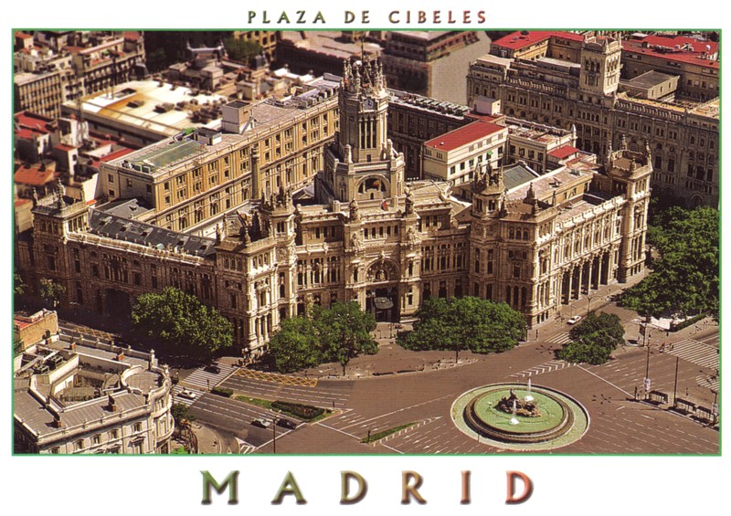 Плаза Сибелес. Открытка Мадрид, Испания
