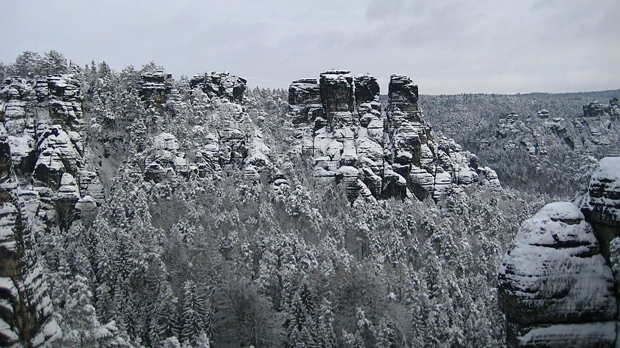 Зимняя Саксонская Сказка Саксонская Швейцария Национальный Парк, Германия