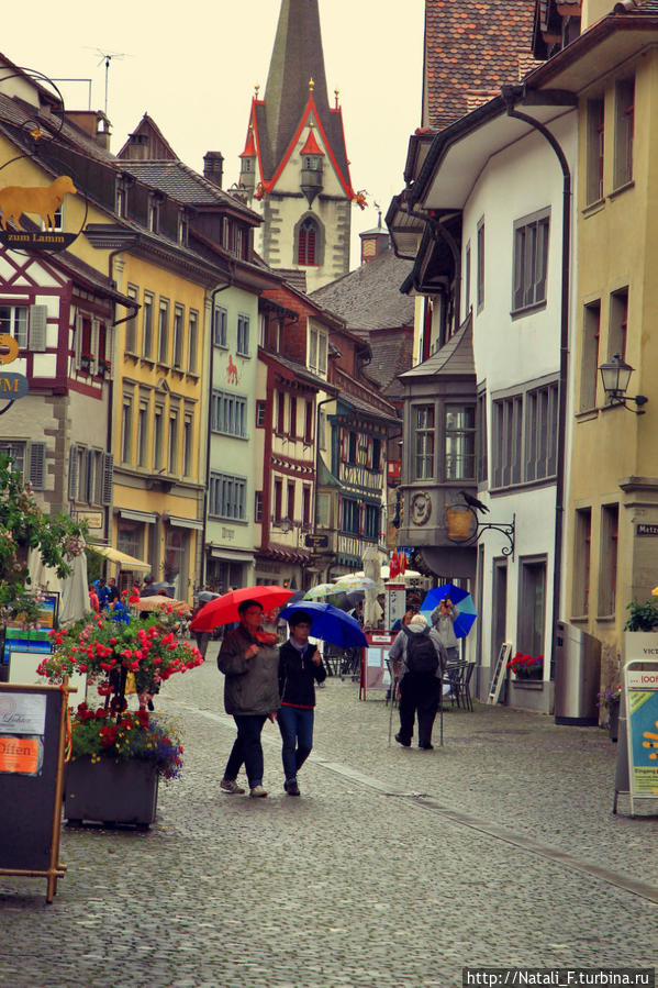 Красочный даже в серую погоду Штайн-ам-Райн Штайн-на-Рейне, Швейцария