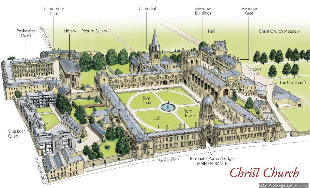 Схема Крайст Черч Колледжа в Оксфорде. Фото из интернета Оксфорд, Великобритания