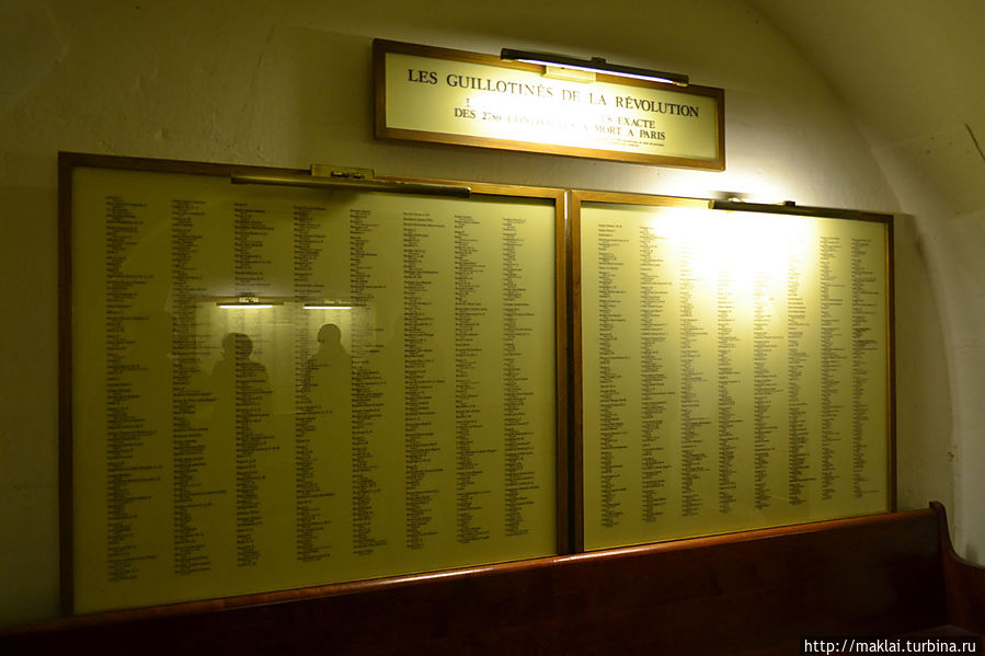 Список из 2780 имен казнённых в помещении трибунала. Париж, Франция