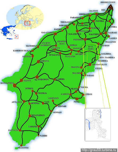 Схема из Интернета Архангелос, остров Родос, Греция