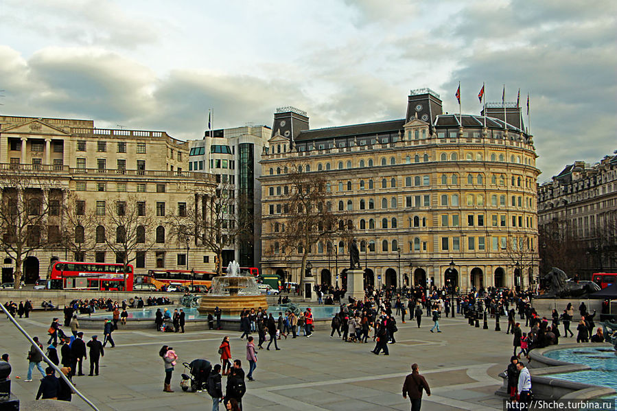 Трафальгарская площадь  и колонна Нельсона Лондон, Великобритания