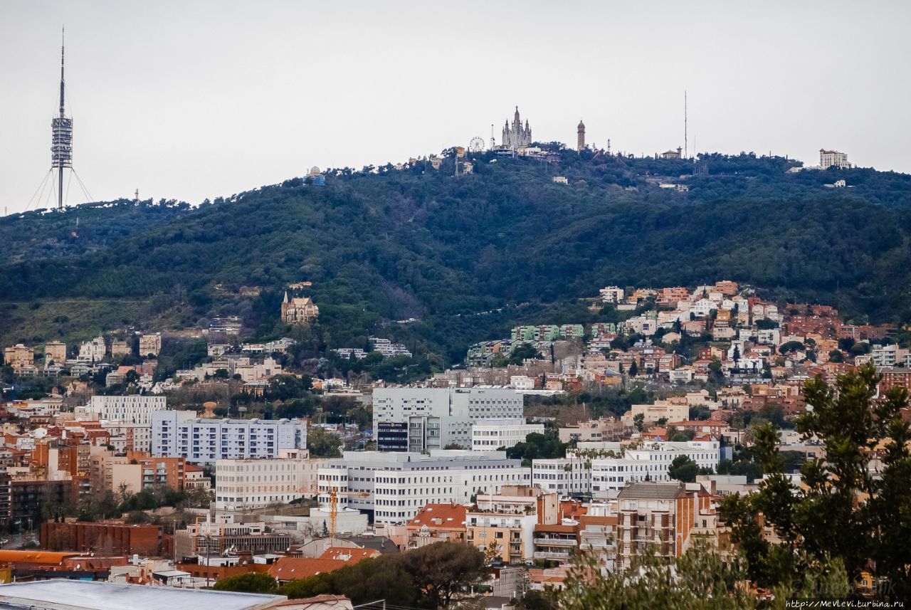 Вид на город со смотровой площадки. Холм Трех Крестов Барселона, Испания