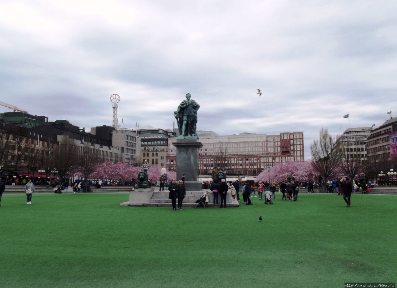 Бронзовый Карл XIII, который правил Швецией с 1809 по 1818 год, стоит в центре Королевского парка Стокгольм, Швеция