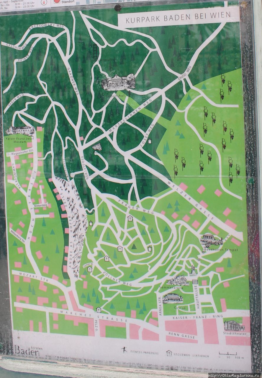 План-карта Курпарка. Баден, Австрия