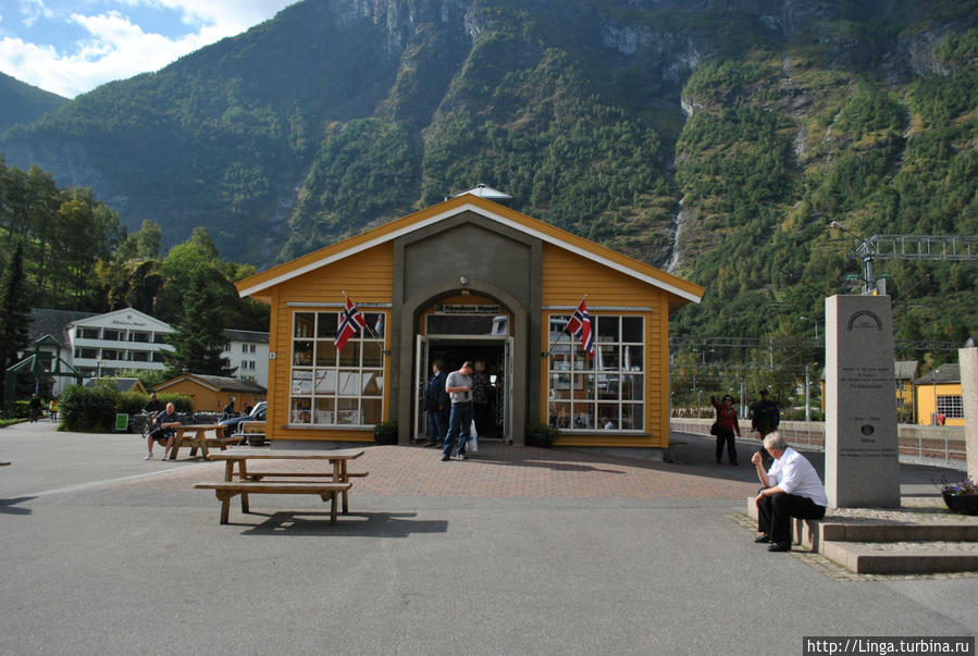 Вход в музей Фломской железной дороги через сувенирный магазин Флом, Норвегия