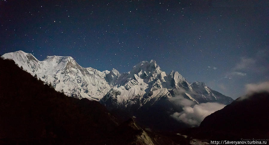 Массив Манаслу, вид из Бимтанга, панорама Зона Гандаки, Непал