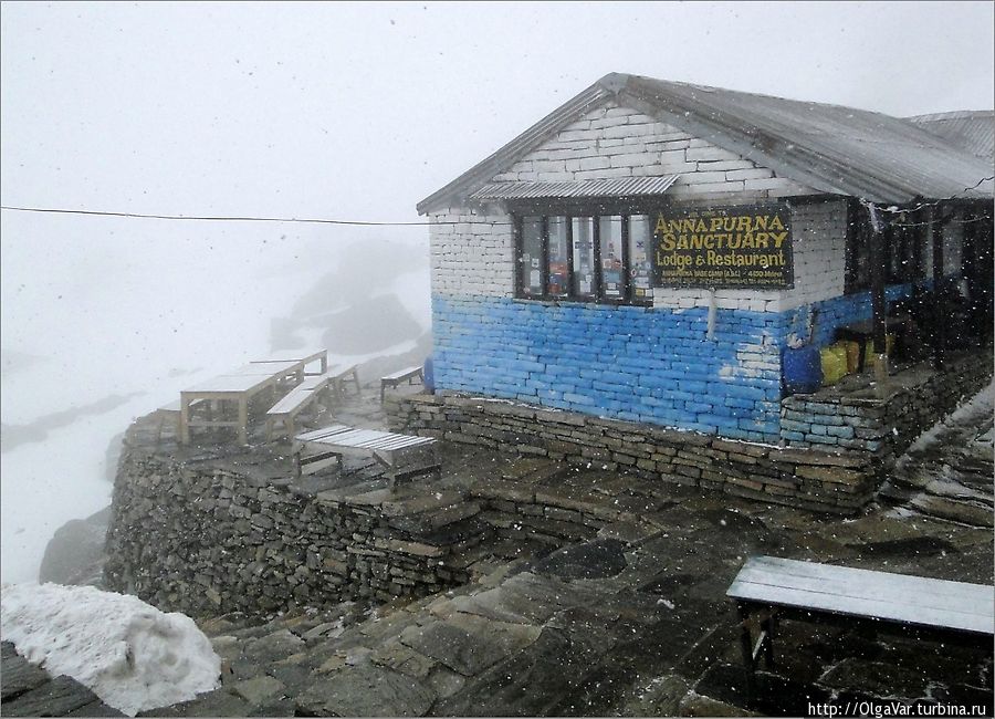 Погода окончательно испортилась, и крупными хлопьями пошел снег Аннапурна Национальный Парк, Непал