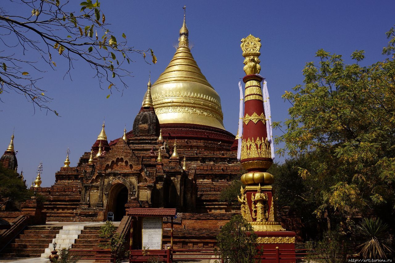 Эта — одна из красивейших ступ — Дхаммаязика, но здесь наверх уже не пускают Баган, Мьянма