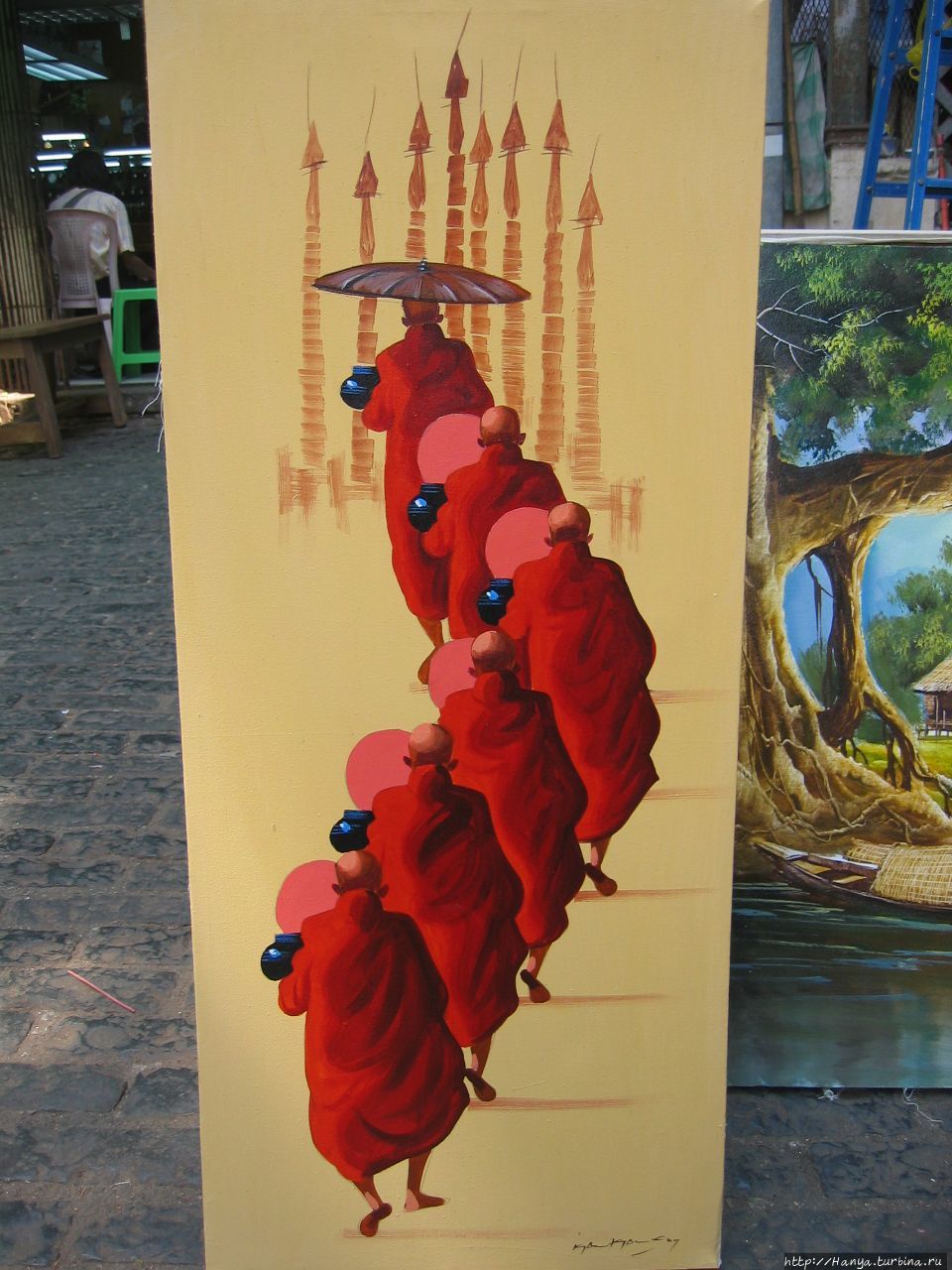 Уличная выставка картин Янгон, Мьянма