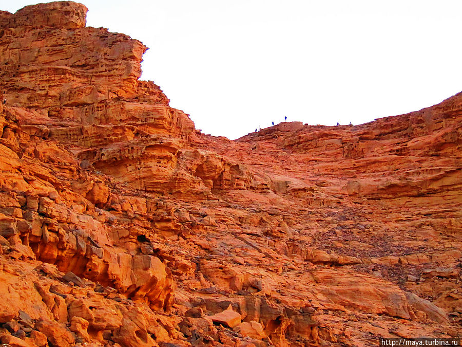 Несколько точек наверху — это те, кто решил подняться Пустыня Вади Рам, Иордания
