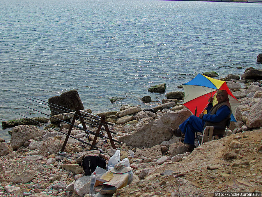 уже на выходе увидали рыбака, вот же увлеченные энтузиасты  люди — рыбаки Пирей, Греция