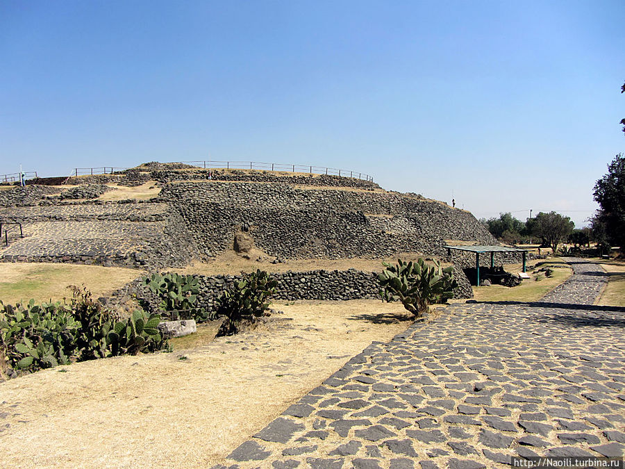 Это круглое основание пирамиды диаметром 110 метров и высотой 25 метров, а в центре уплотненная площадка земли. Мехико, Мексика