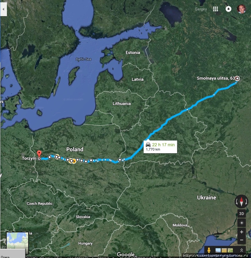 Карта маршрута Москва-Тож