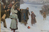 Борис Михайлович Кустодиев.  Кулачный бой на Москва-реке (1897)