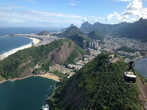 В самом красивом городе на Земле.
Со смотровой площадки, куда можно подняться по подвесной дороге, открывается вид на Рио — его береговая линия, залив, Корковадо и острова в океане.