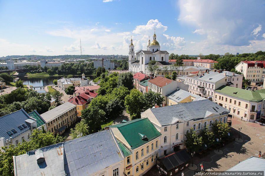 Вид со смотровой площадки ратуши в сторону Успенского собора и Западной Двины. Витебск, Беларусь